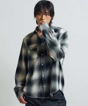 옴브레 웨스턴 체크셔츠 [블랙]