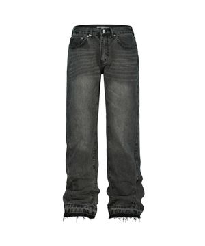 커브드 플레어 데님 팬츠 [블랙]