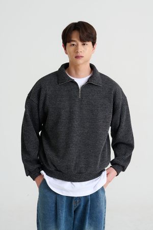 심플 하프 집업 니트지