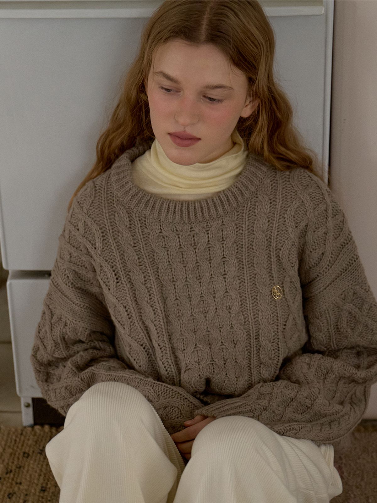 아노에틱(ANOETIC) COZY CABLE KNIT_GREY