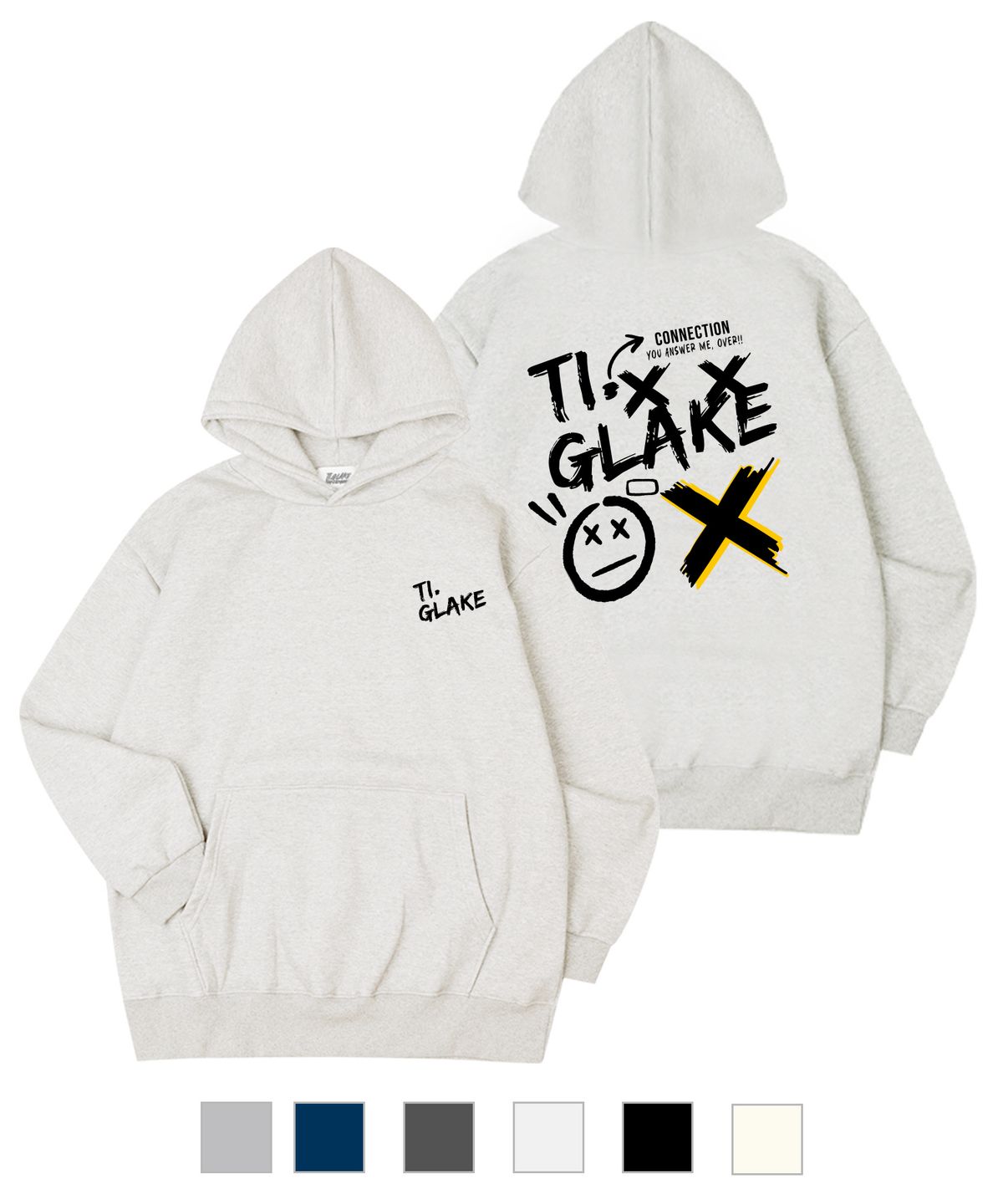 티글레이크(TI.GLAKE) 앤써미 오버핏 기모 후드티셔츠