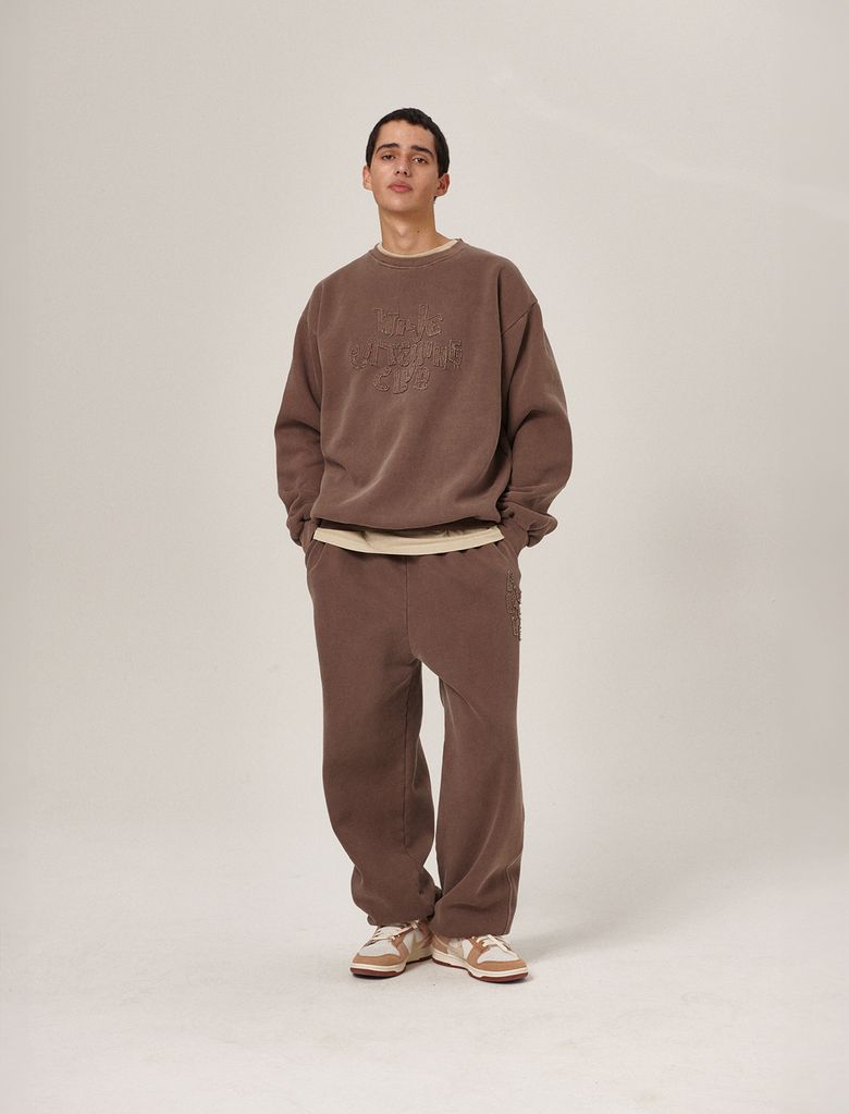 Hava Patchwork Pigment Sweatpants Brown