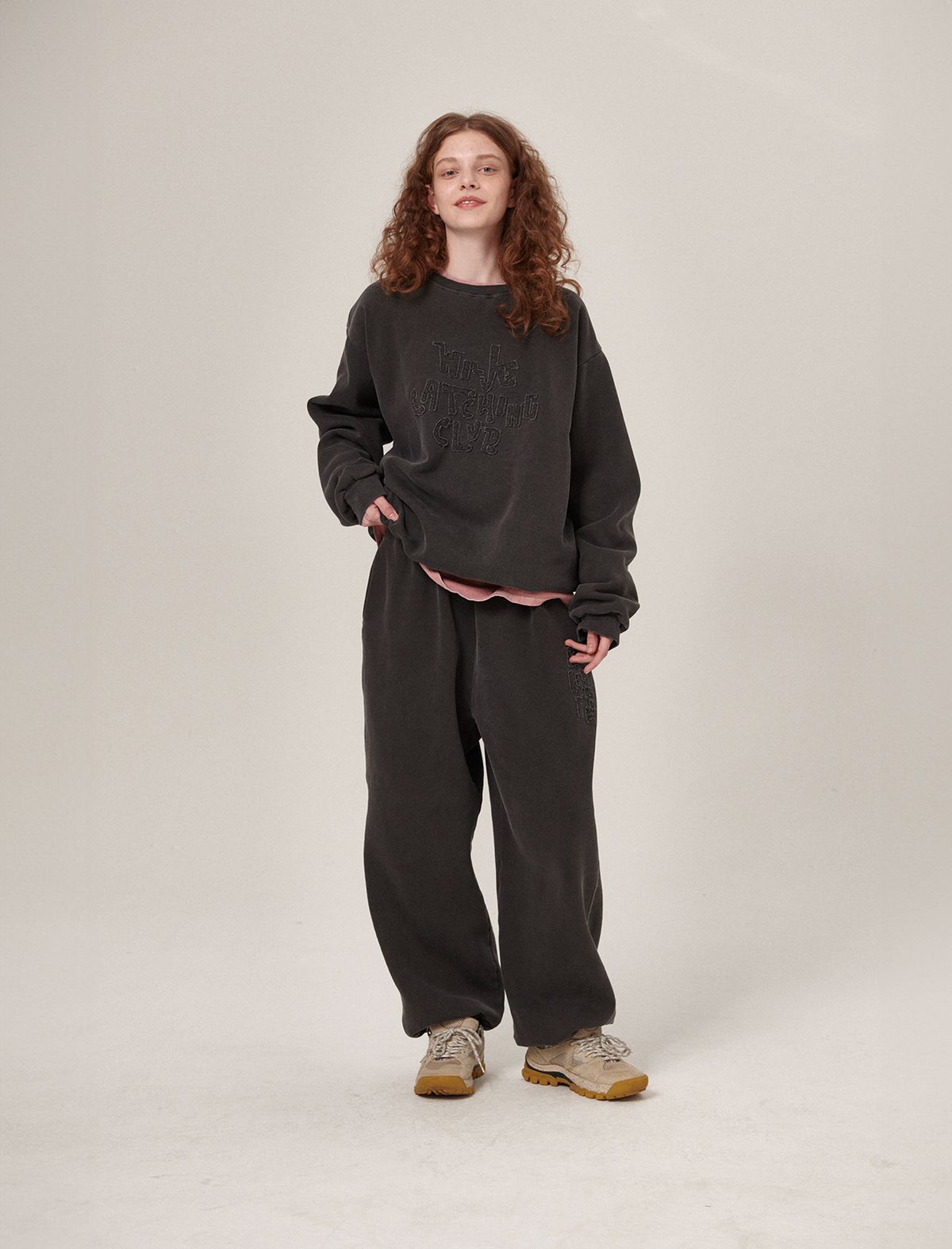 플랫웨이브 인 서울(FLATWAVE IN SEOUL) Hava Patchwork Pigment Sweatpants Charcoal