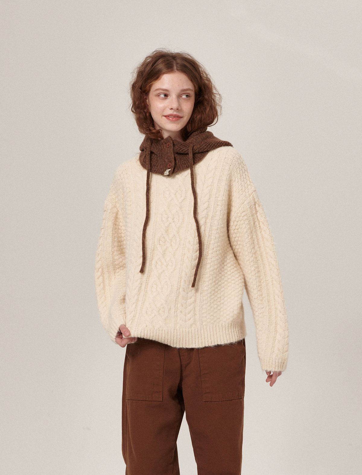 플랫웨이브 인 서울(FLATWAVE IN SEOUL) Daze Wool Fisherman Round Knit Ivory