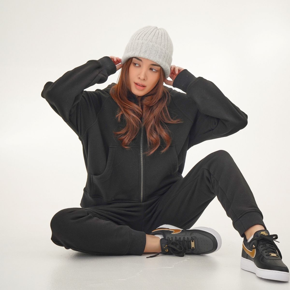 아쿠드(ACUD) (기모) Hoodie Sweat Zip up _Black