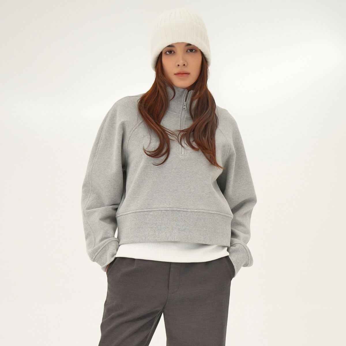 아쿠드(ACUD) (기모) High neck Half Zip up  Sweatshirt _Grey
