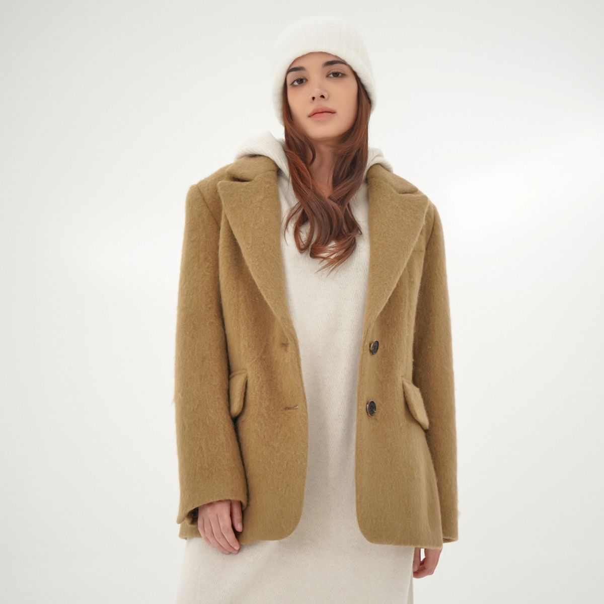 아쿠드(ACUD) Alpaca Fur Jacket Coat _Beige