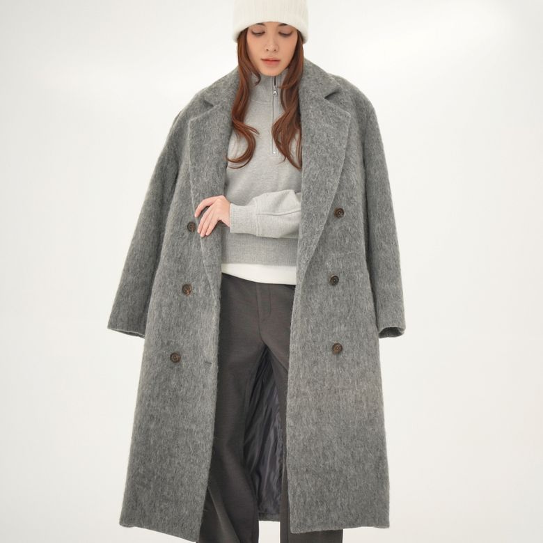 Alpaca Fur Long Coat _Grey