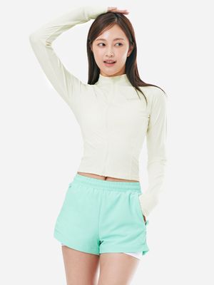 우먼 에센셜 크롭 집업 래쉬가드 아이보리 (B5SWWCZ001IVR)