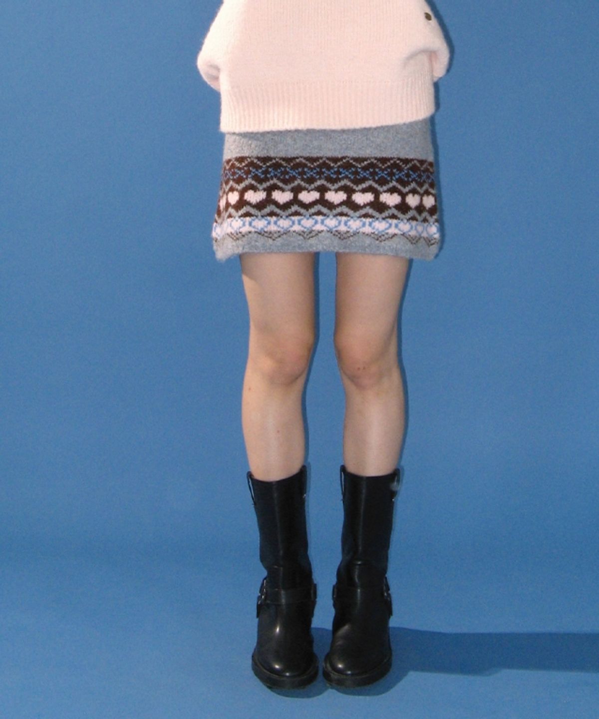 론론(RONRON) HEART NORDIC ZIP UP SKIRT GREY