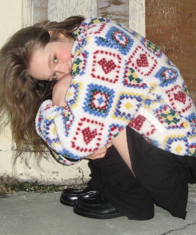 MUSINSA | RONRON HEART CROCHET PATTERN FLEECE JACKET IVORY