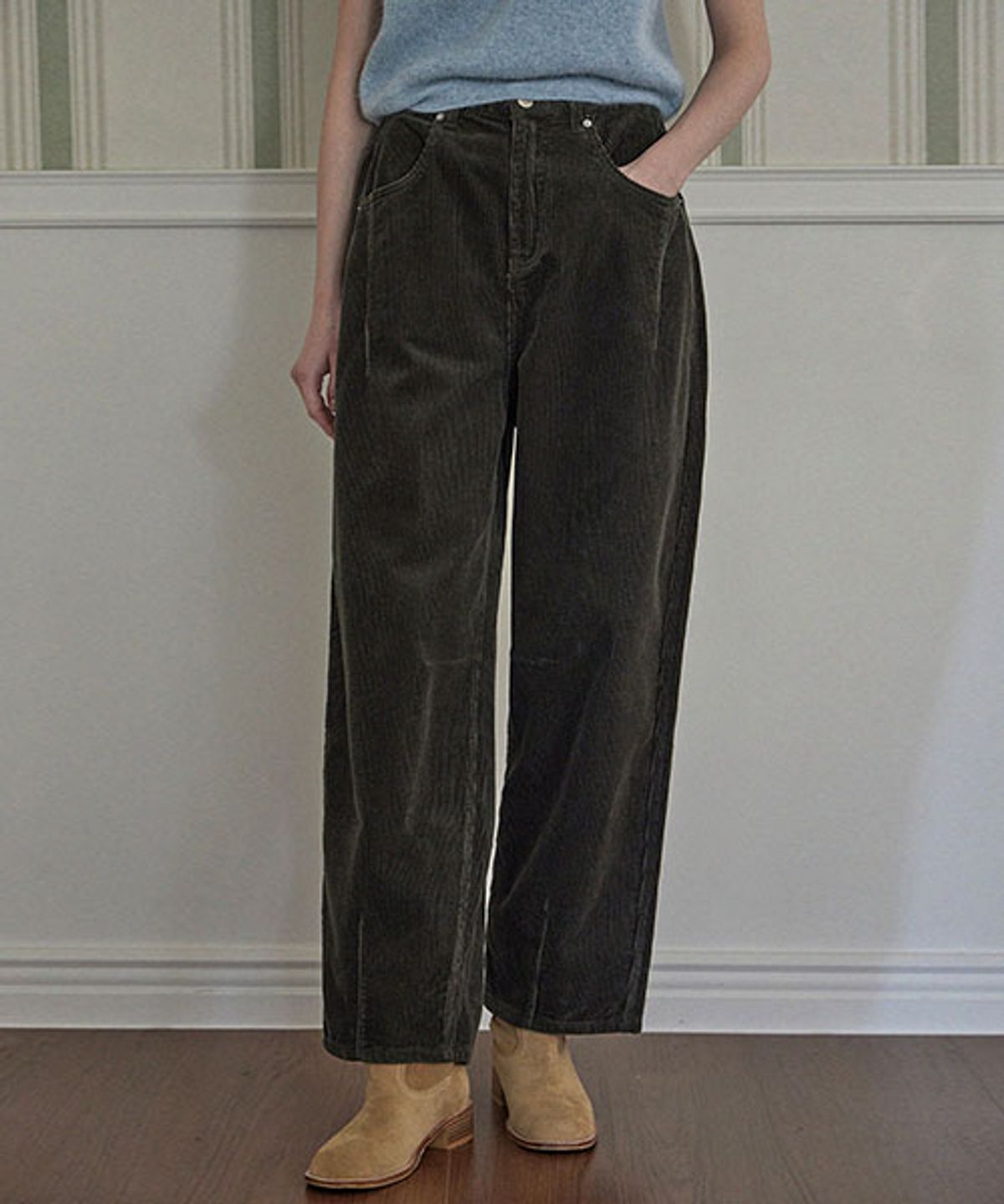 헤인트(HAINT) MELLOW CORDUROY BAGGY PANTS_4COLORS_KHAKI