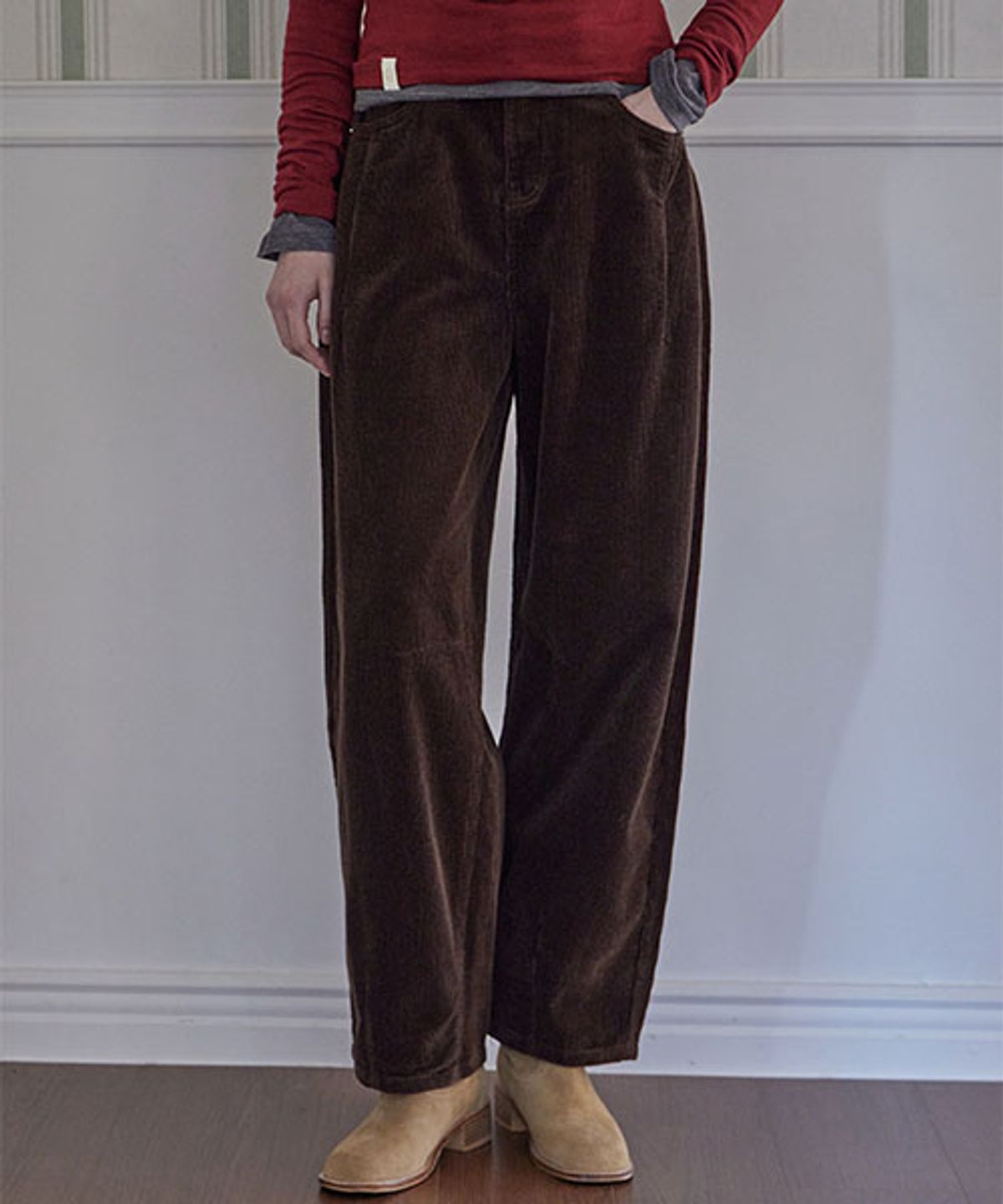 헤인트(HAINT) MELLOW CORDUROY BAGGY PANTS_4COLORS_BROWN