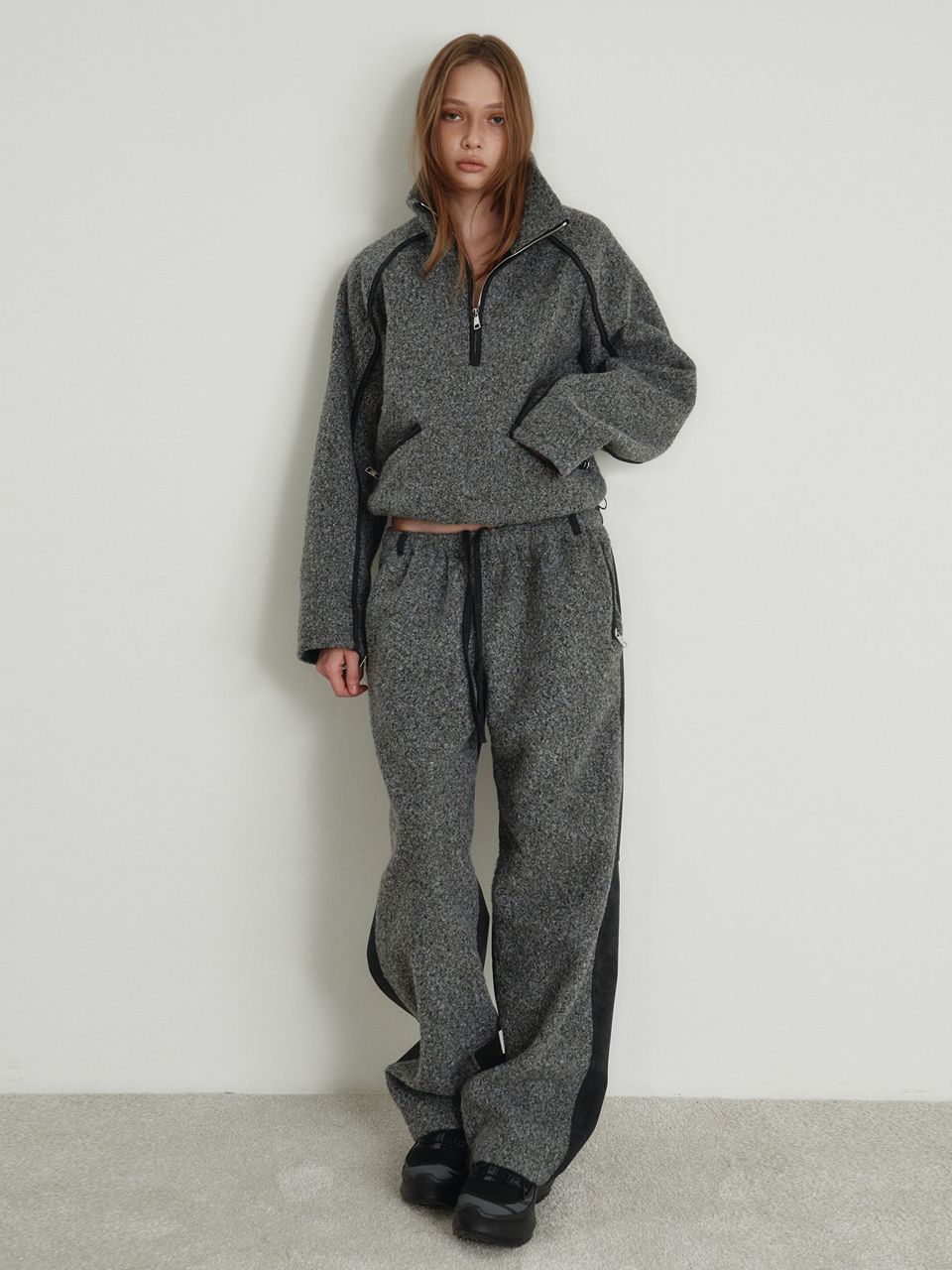 【Gimmetheyoung】G_HALF SHERPA LEATHER PANTS CHARCOAL MUSINSA | GIMMETHEYOUNG G_HALF SHERPA LEATHER PANTS / CHARCOAL
