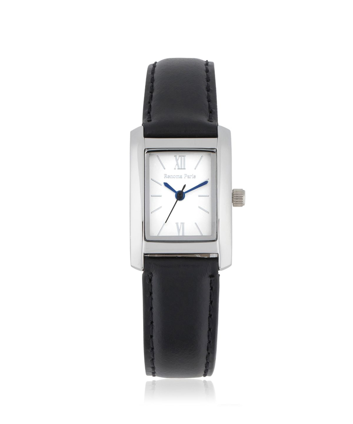 레노마 시계(RENOMA WATCH) RE540 여성용 스퀘어 가죽 밴드 시계 실버검정