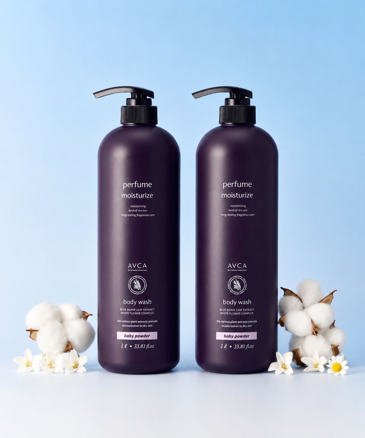아브카(AVCA) 퍼퓸 대용량 바디워시 베이비파우더향 1000ml 2개