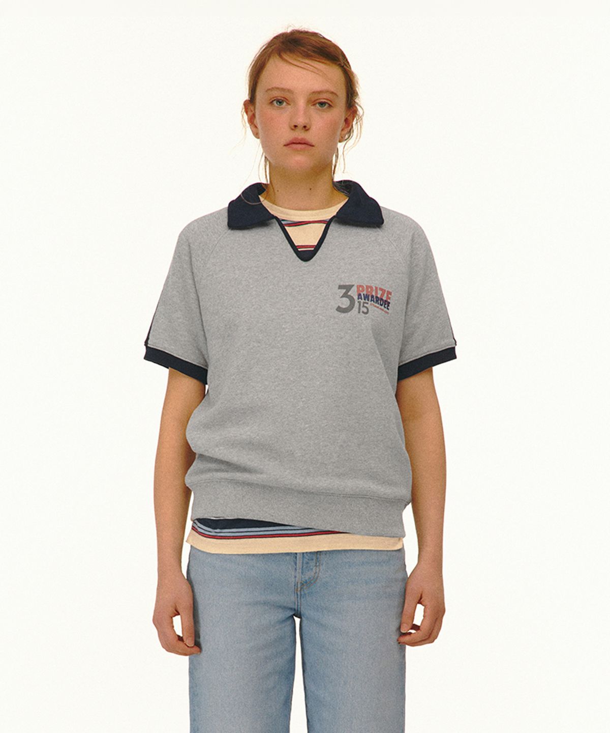 테켓(TEKET) Prize Short Sleeve Sweatshirt Melange Gray