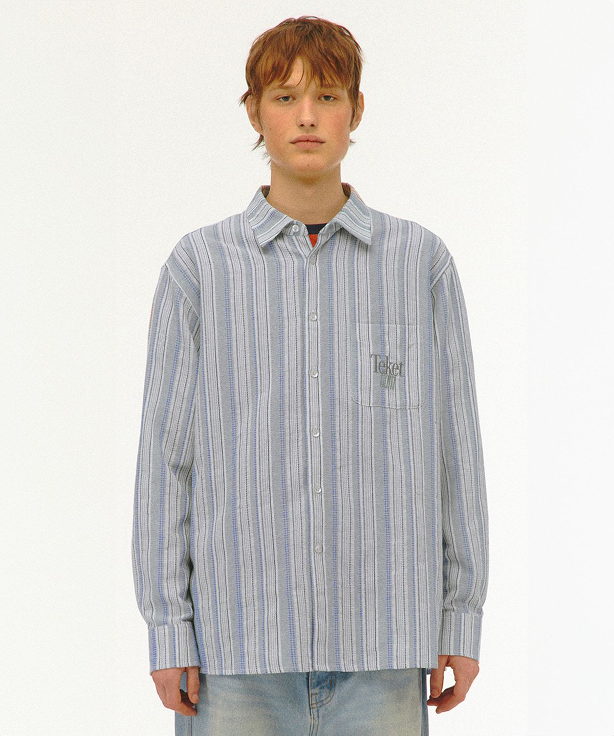 테켓(TEKET) Wishes Stripe Shirt Sky Blue