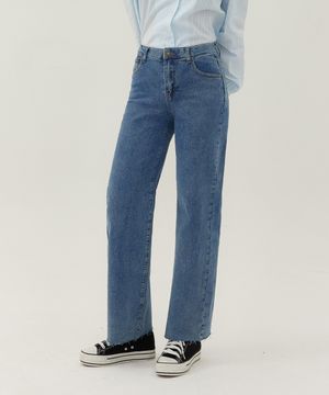 밑단컷팅 텐션 와이드 데님 (중청/그레이/연청)