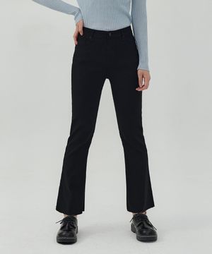 허리스판 밑단컷팅 부츠컷 데님 (블랙)