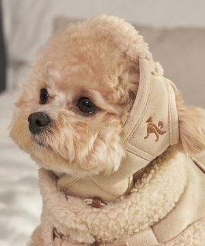 강아지 무스탕모자 베이지