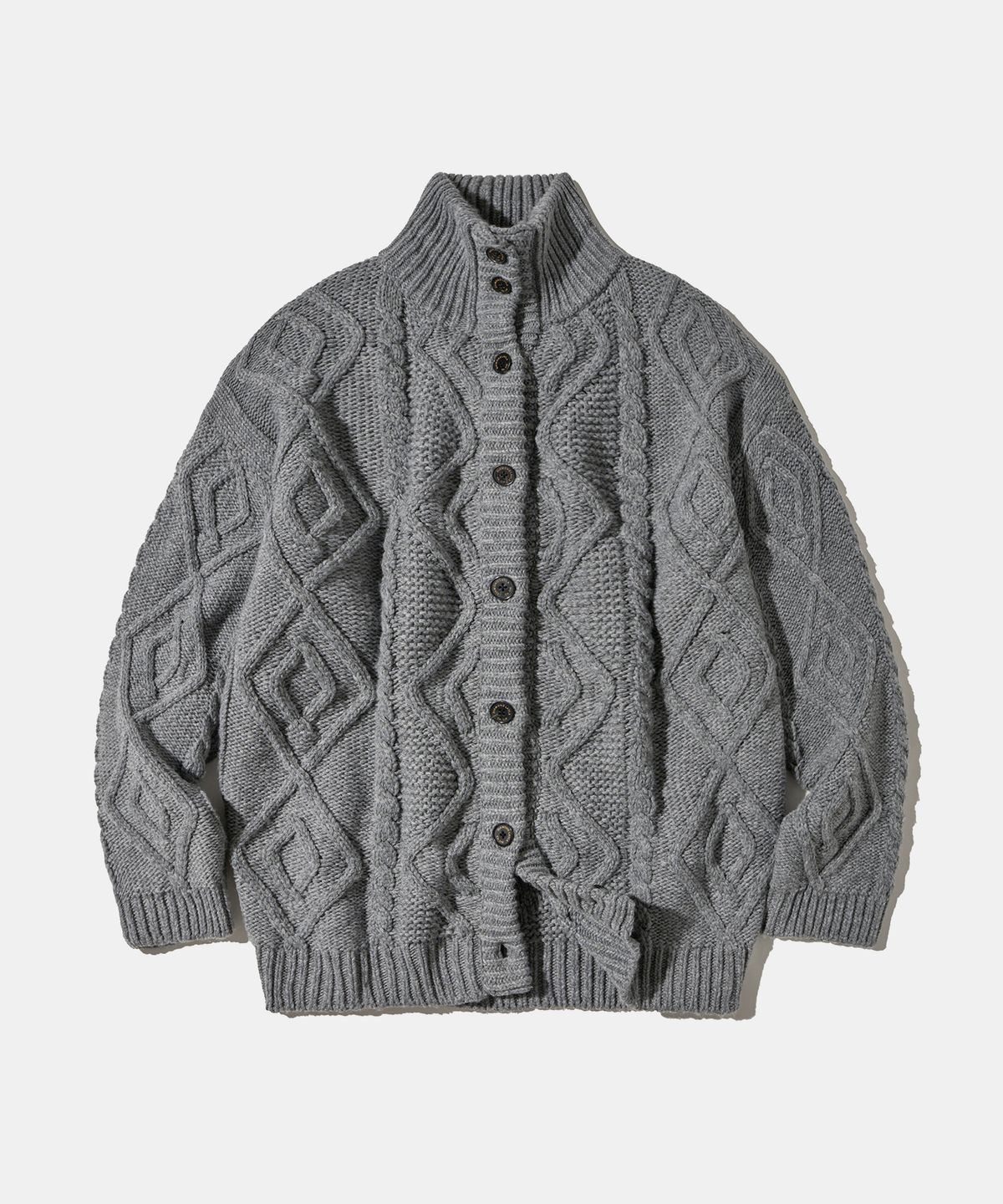 다이아몬드 레이라(DIAMOND LAYLA) Turtleneck Two Buttons Cardigan C8 Dark gray Melange