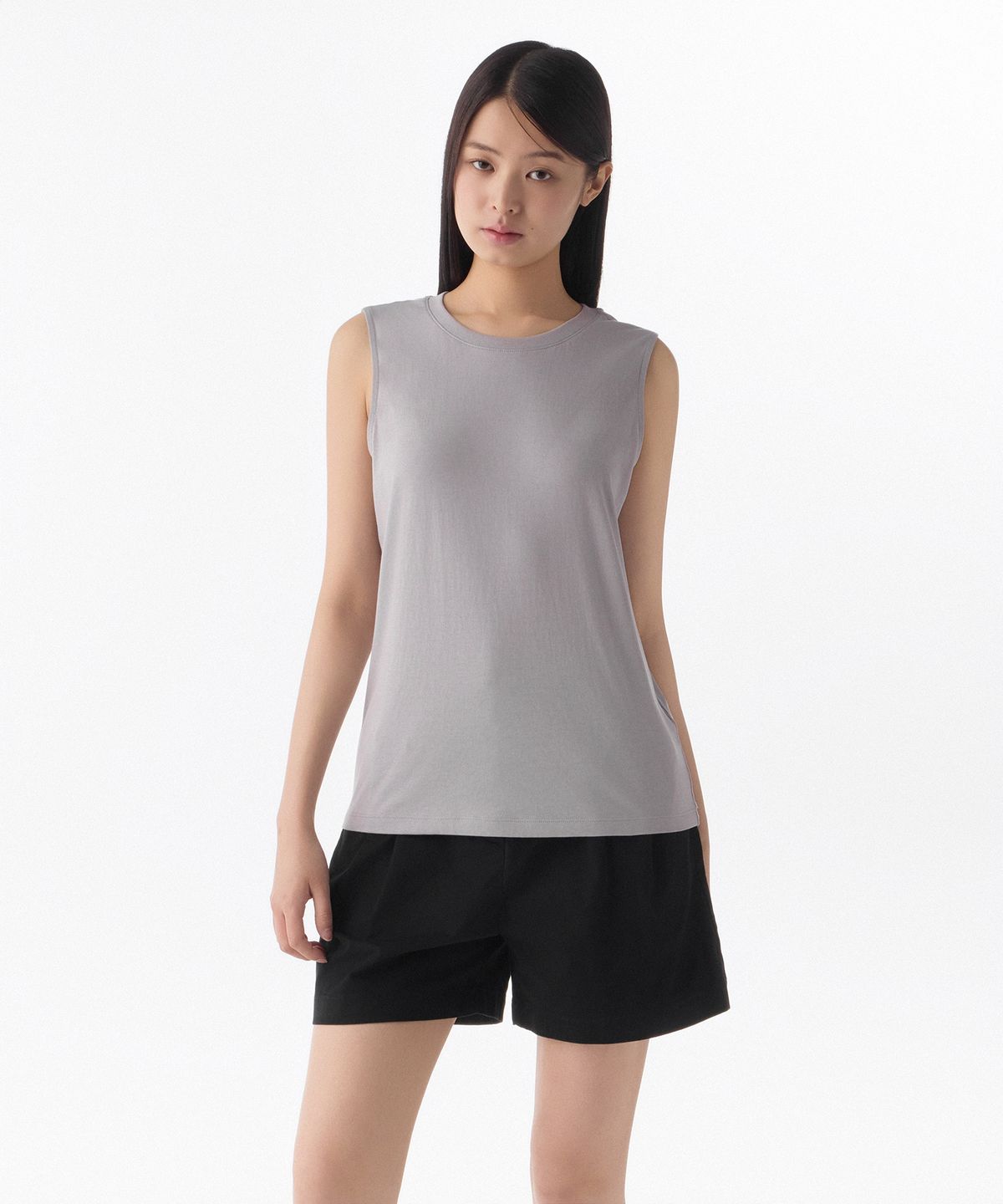 무신사 스탠다드 우먼(MUSINSA STANDARD WOMAN) 우먼즈 베이식 슬리브리스 탑 [퍼플 그레이]