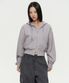 우먼즈 볼륨 크롭 후디드 스웨트 집업 [퍼플 그레이]