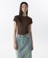 우먼즈 슬림 크루 넥 티셔츠 [다크 브라운]