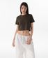 우먼즈 크루 넥 크롭 티셔츠 [다크 브라운]
