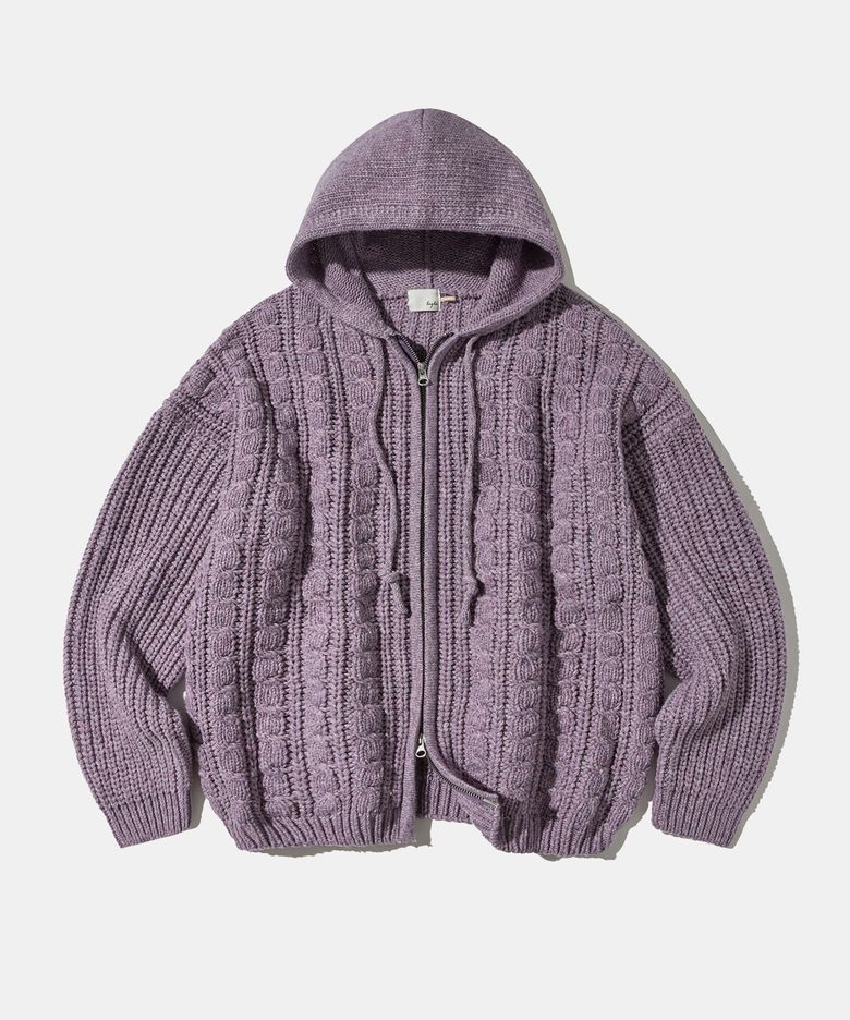 Purple Gradation Hooded Zip-Up Cardigan C9