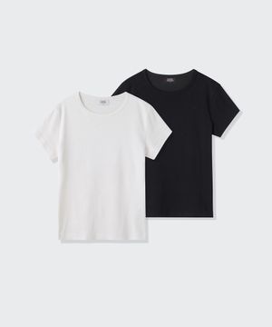 우먼즈 슬림 크루 넥 티셔츠 2팩