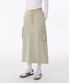 우먼즈 플랫 테리 스웨트 카고 롱 스커트 [라이트 베이지]