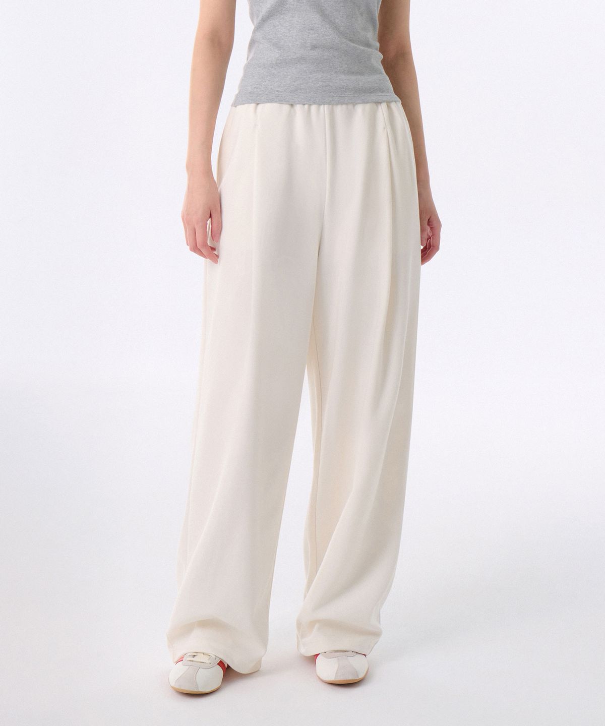 무신사 스탠다드 우먼(MUSINSA STANDARD WOMAN) [쿨탠다드] 우먼즈 딥 턱 베리어블 와이드 라운지 스웨트 팬츠 [크림]
