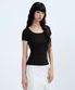 우먼즈 슬림 스쿱 넥 티셔츠 [블랙]