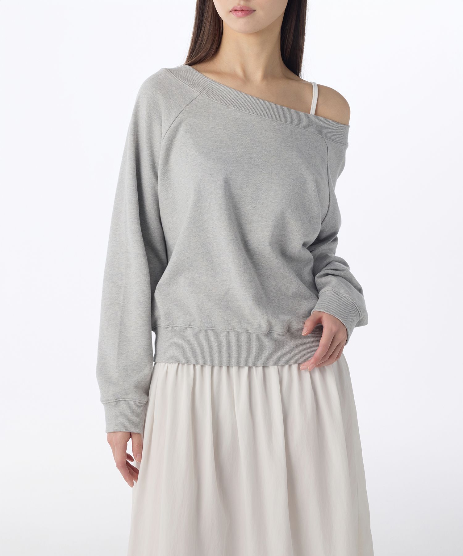 Women's Off Shoulder Sweatshirt [Medium Grey]