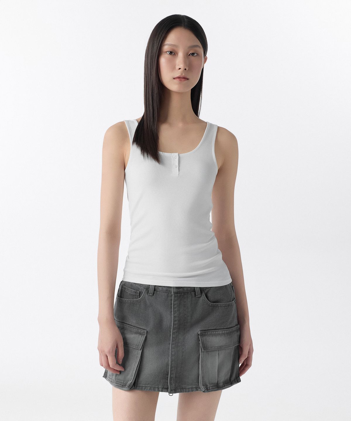 무신사 스탠다드 우먼(MUSINSA STANDARD WOMAN) 우먼즈 소프트 저지 헨리 탱크 탑 [화이트]