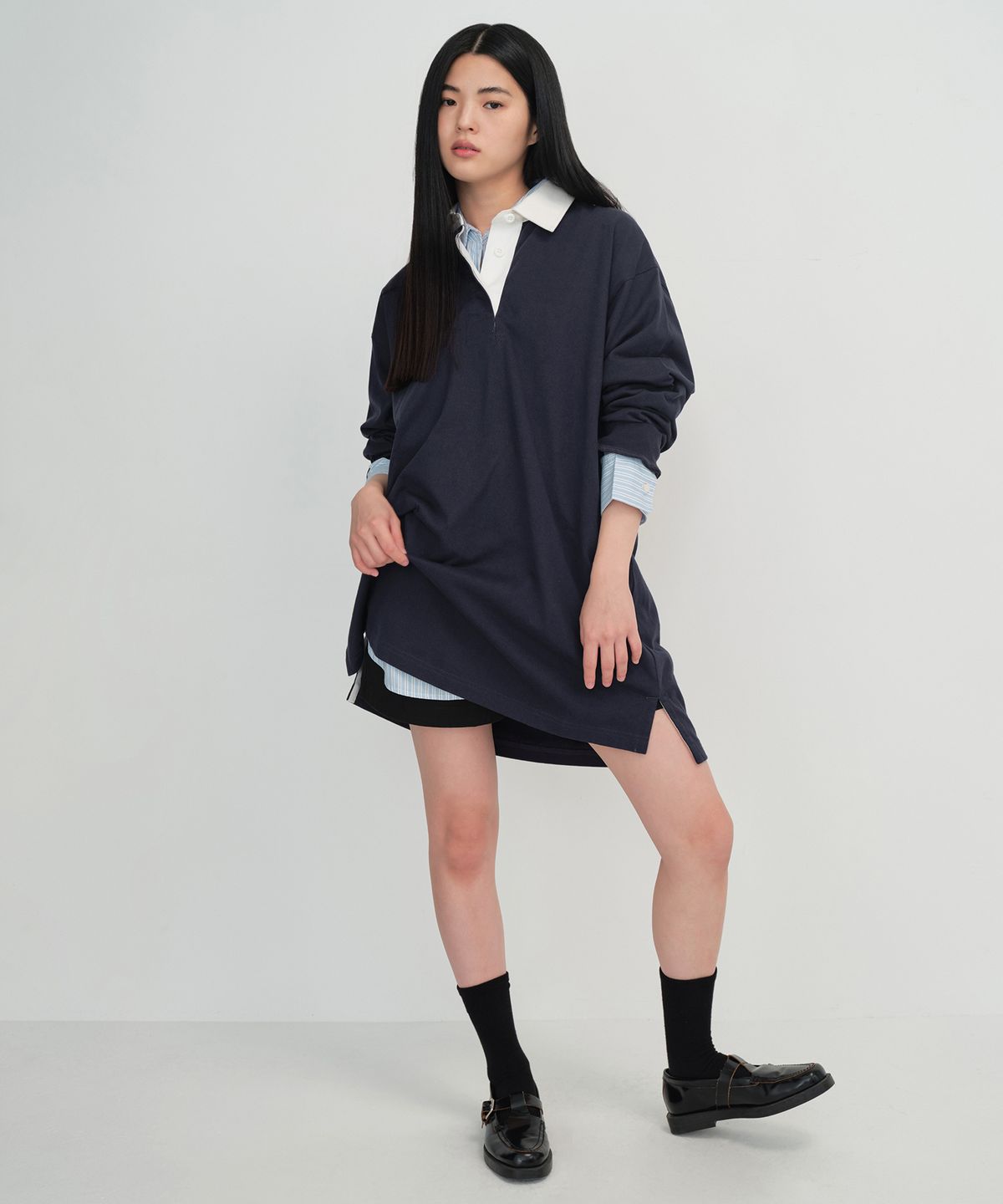 무신사 스탠다드 우먼(MUSINSA STANDARD WOMAN) 우먼즈 오버사이즈 럭비 드레스 [네이비]