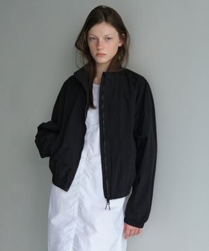 우먼즈 오버사이즈 하이넥 윈드브레이커 재킷 [블랙]