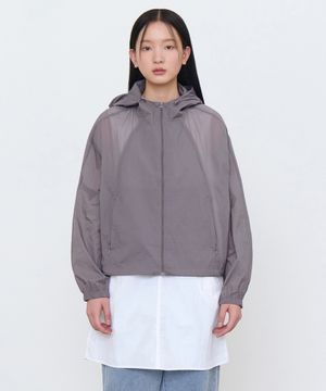 우먼즈 시어 후디드 윈드브레이커 재킷 [퍼플 그레이]