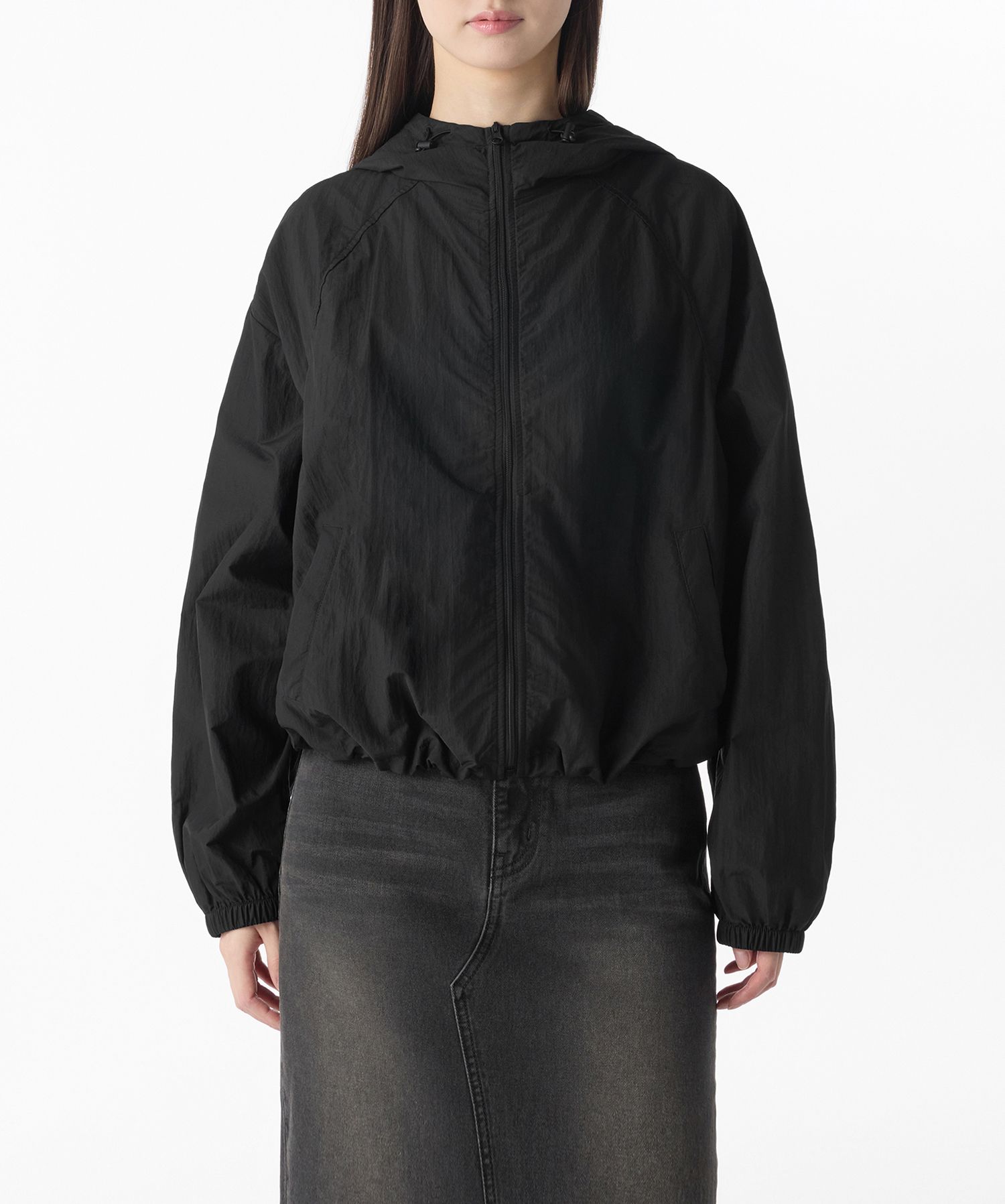 【13MONTH】Recycle Shirring Windbreaker (BLACK) MUSINSA | MUSINSA STANDARD WOMAN Women's shirring