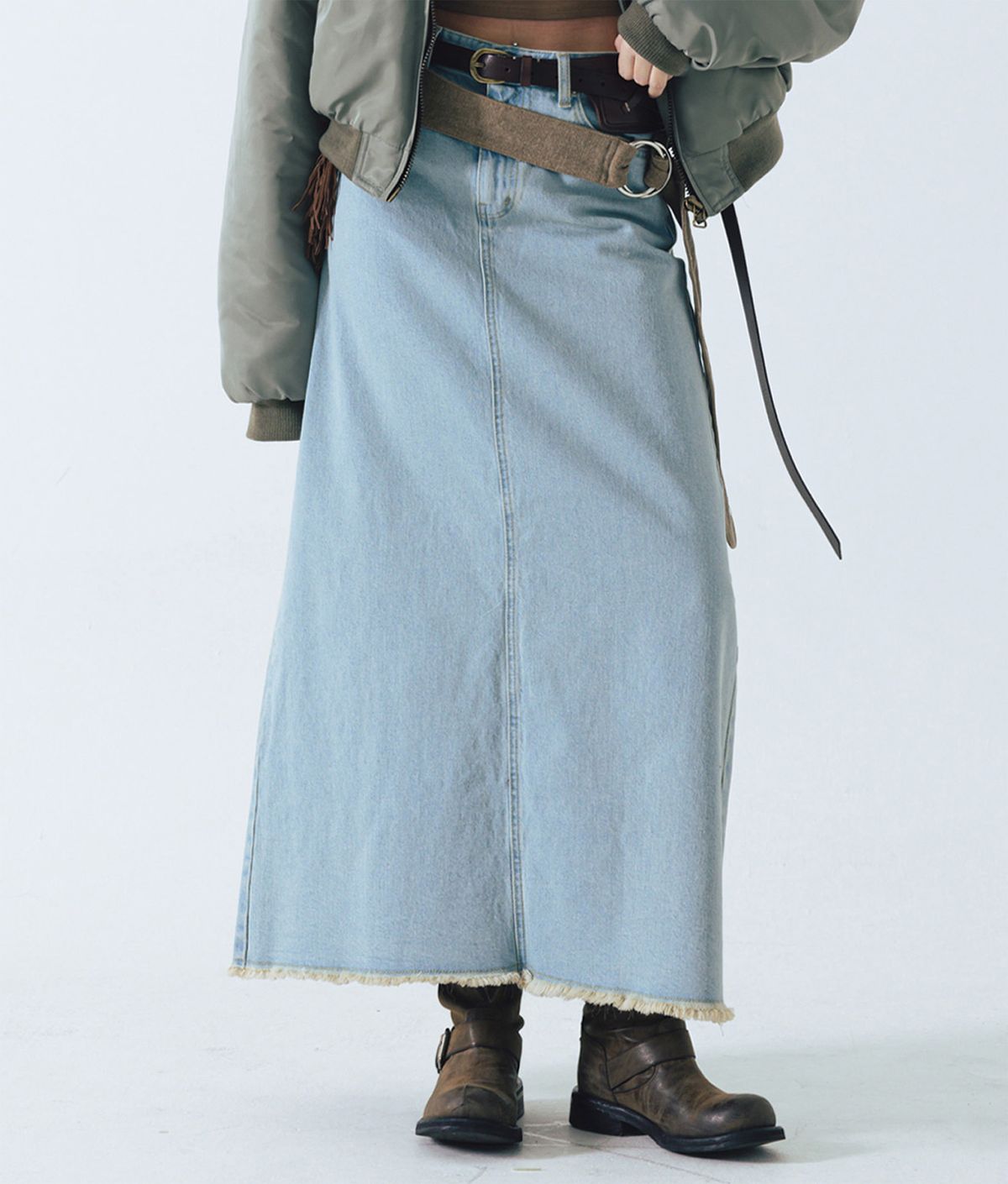 에씰미(ESEELMI) LONG DENIM SKIRT