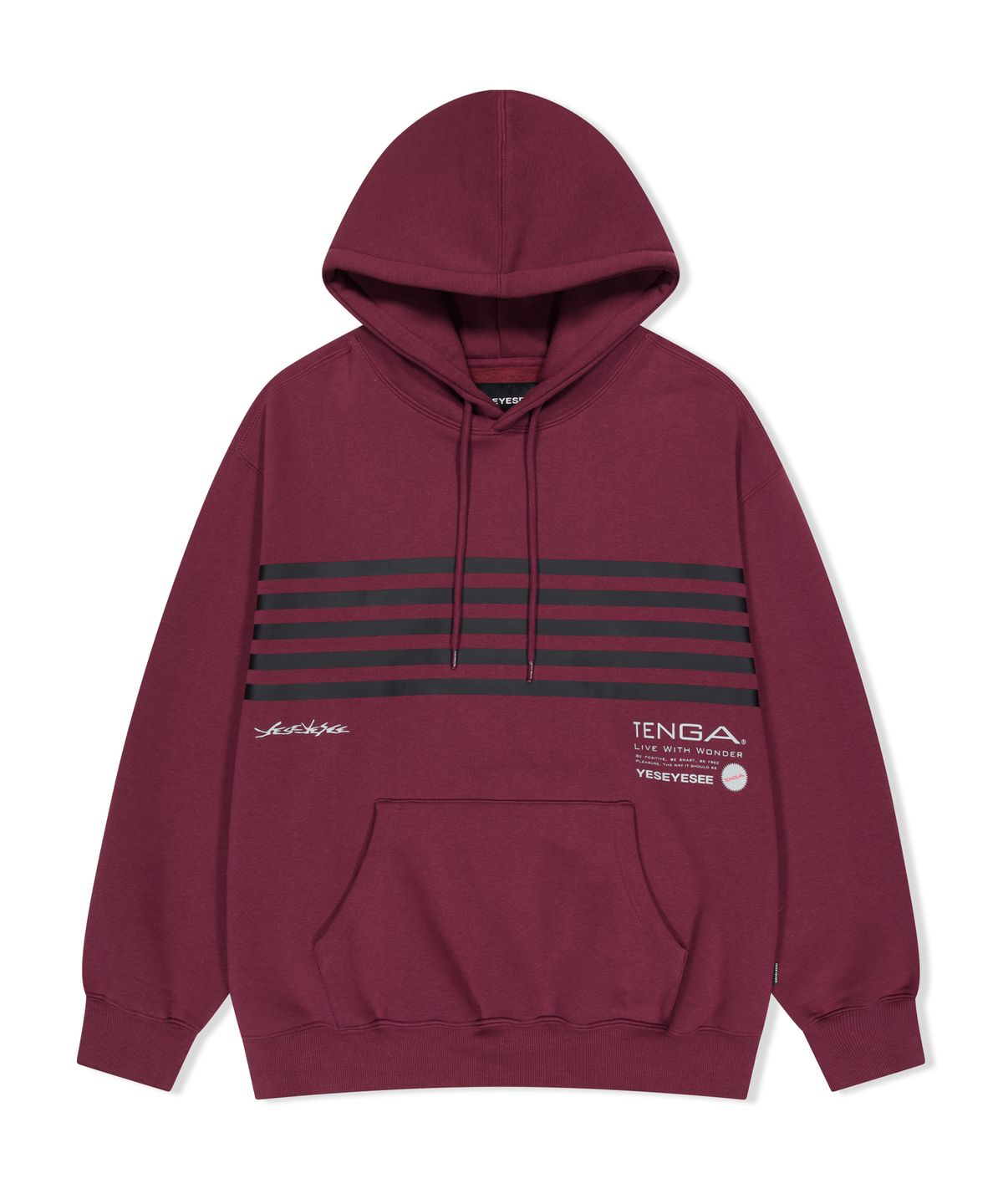 예스아이씨(YESEYESEE) Tenga x Y.E.S Stripe Hoodie Burgundy