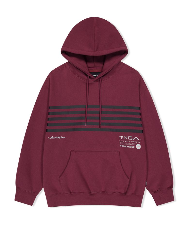 Tenga x Y.E.S Stripe Hoodie Burgundy