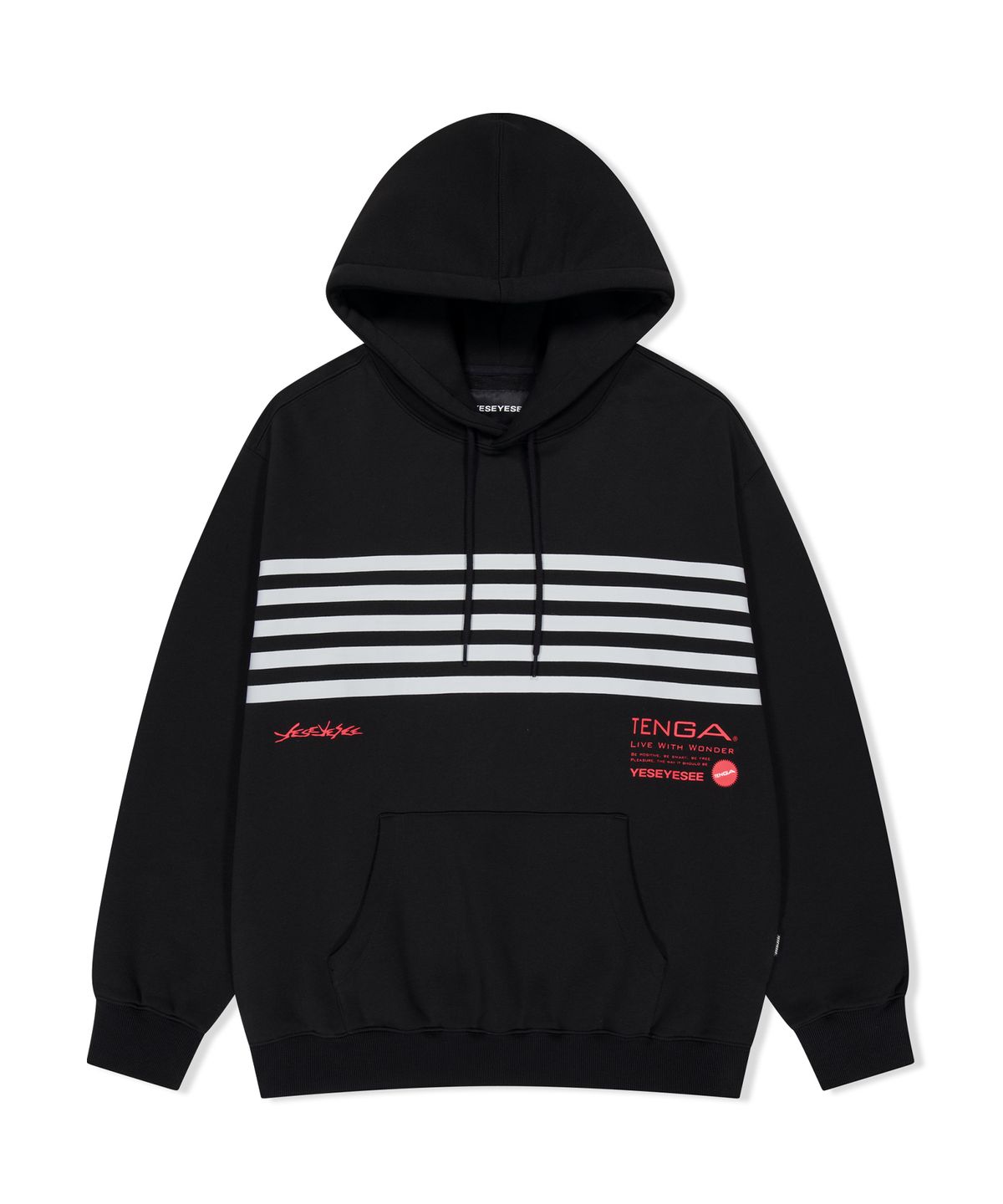 예스아이씨(YESEYESEE) Tenga x Y.E.S Stripe Hoodie Black
