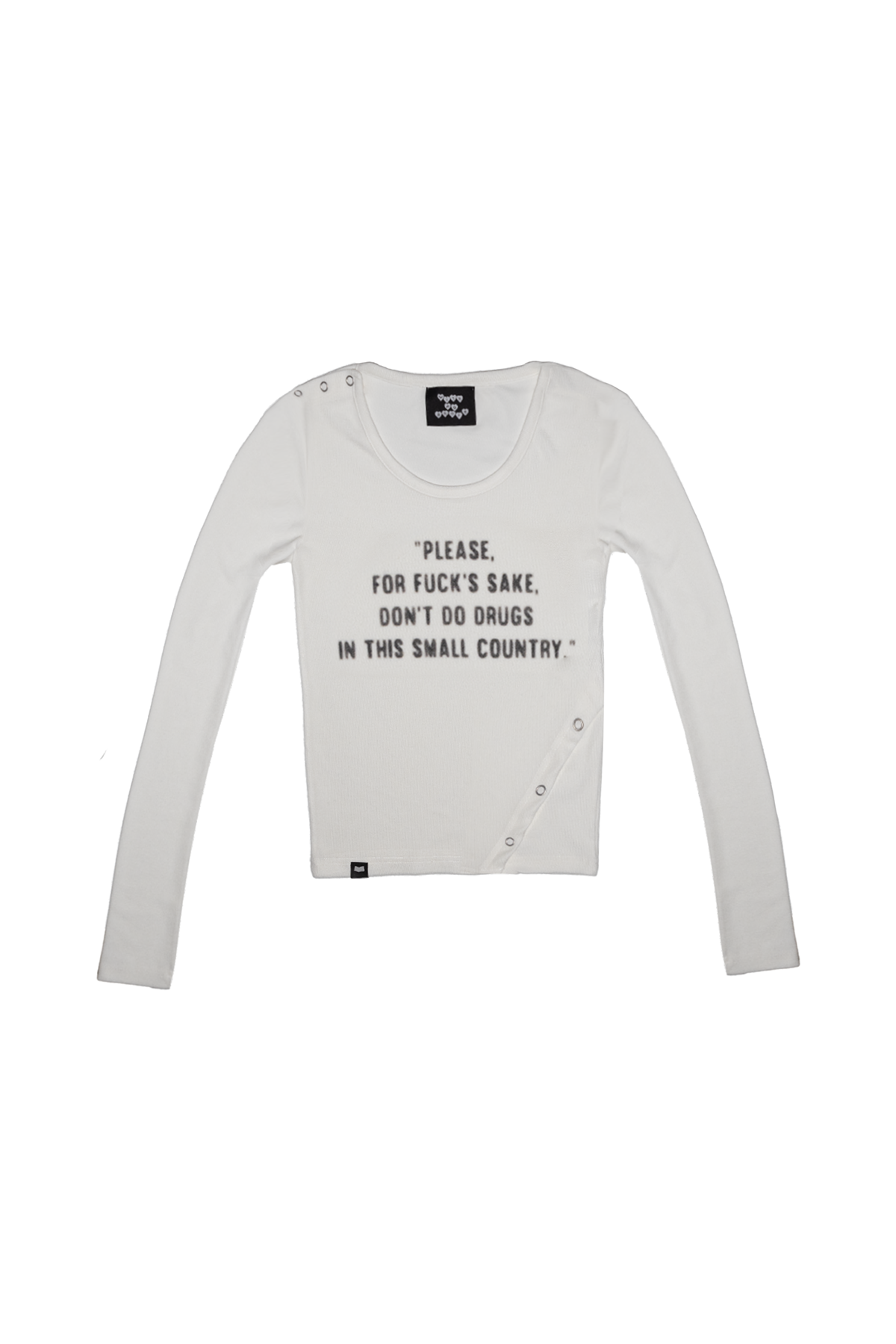 위드노쇼어(WITHNOSHORE) snap fastener pixel logo tee - Ivory