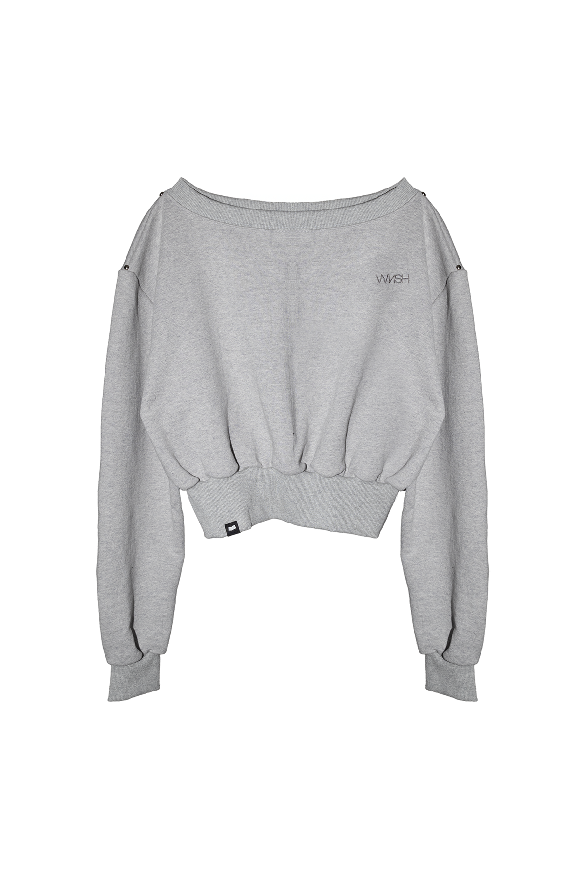 위드노쇼어(WITHNOSHORE) WNSH stud off shoulder sweat shirt - gray