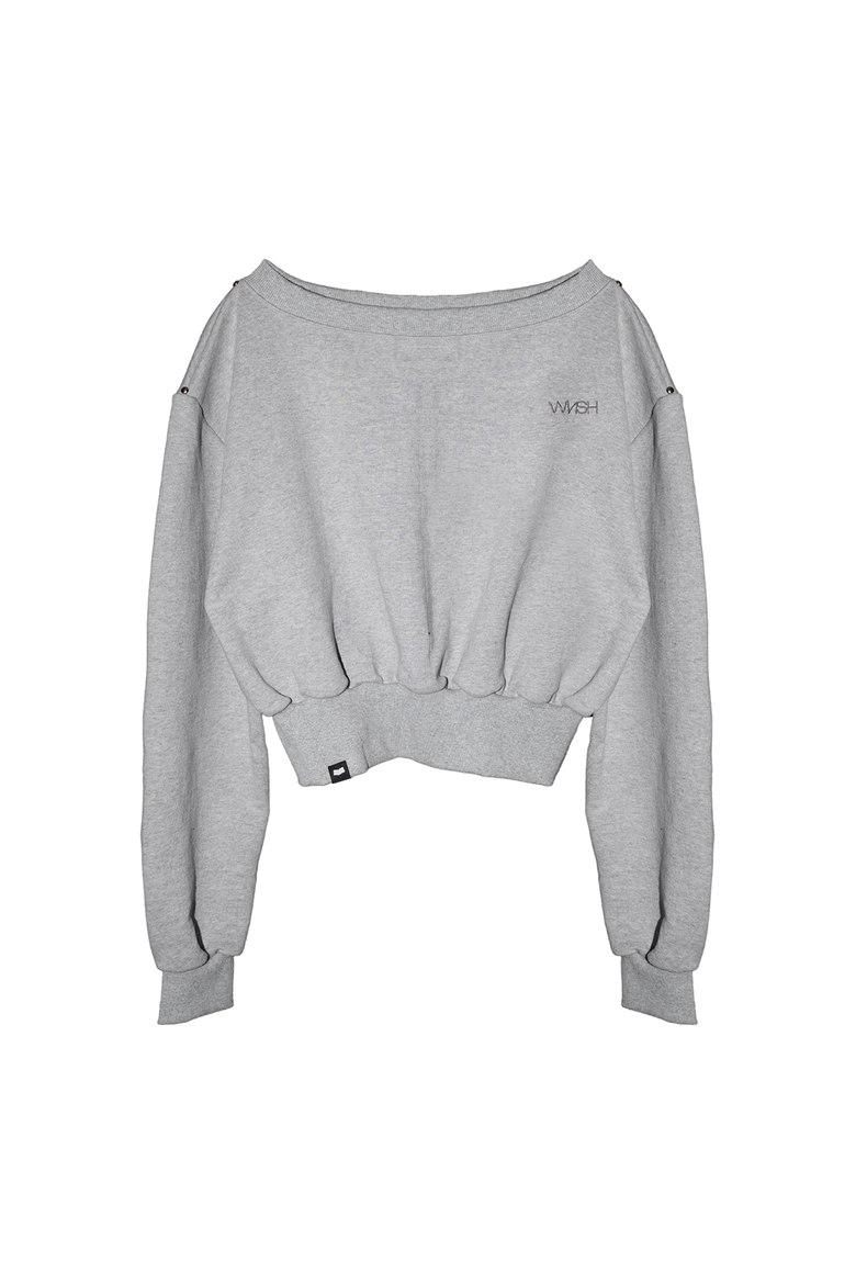 WNSH stud off shoulder sweat shirt - gray