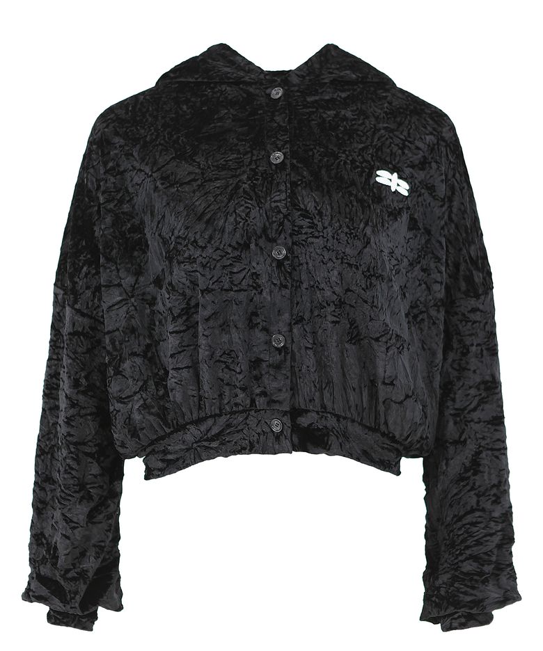FLY HOOD JUMPER IN BLACK (벨벳 후드 점퍼)
