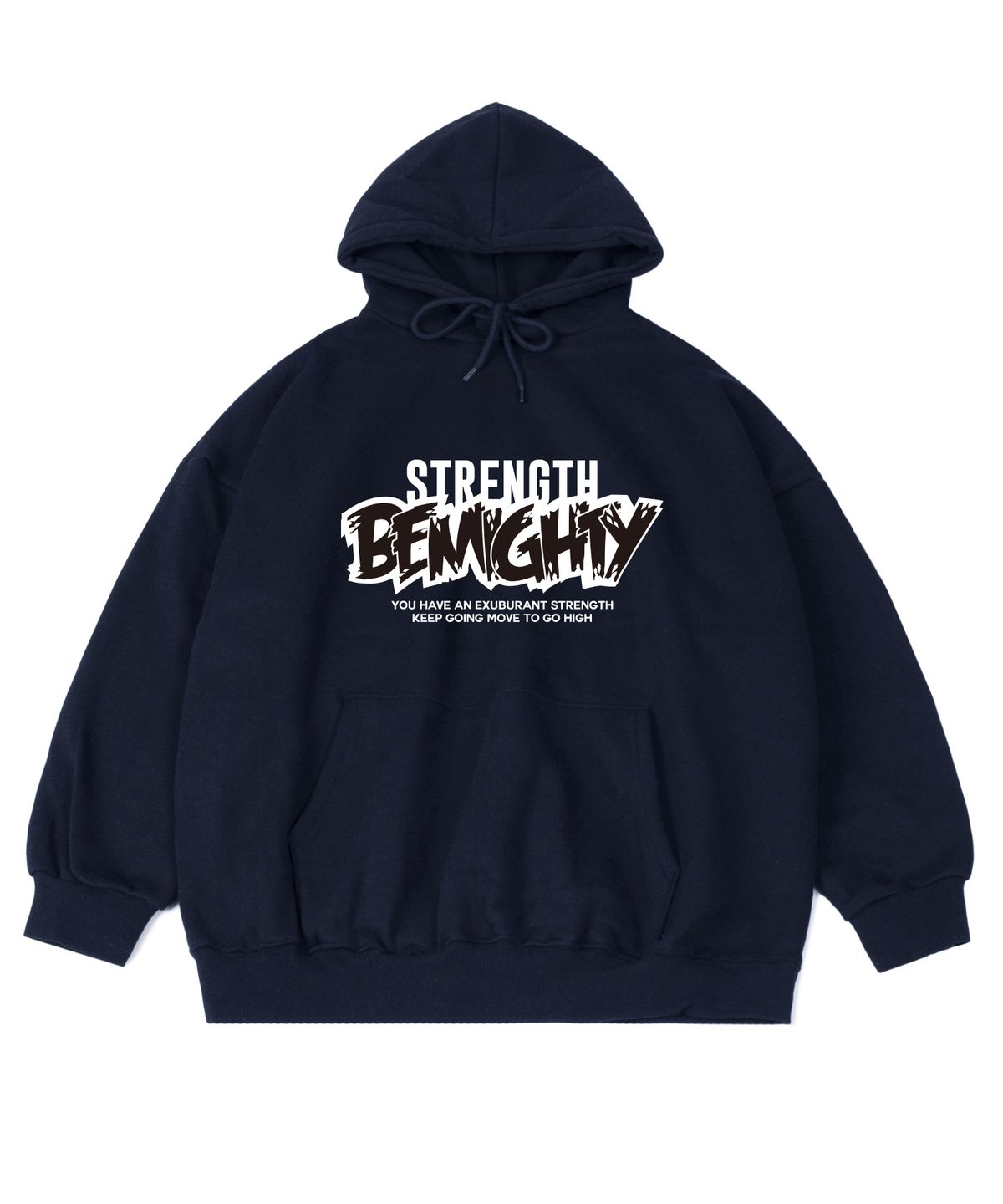 비마이티(BEMIGHTY) 와일드 빈티지 기모 오버핏 후드티 [네이비]